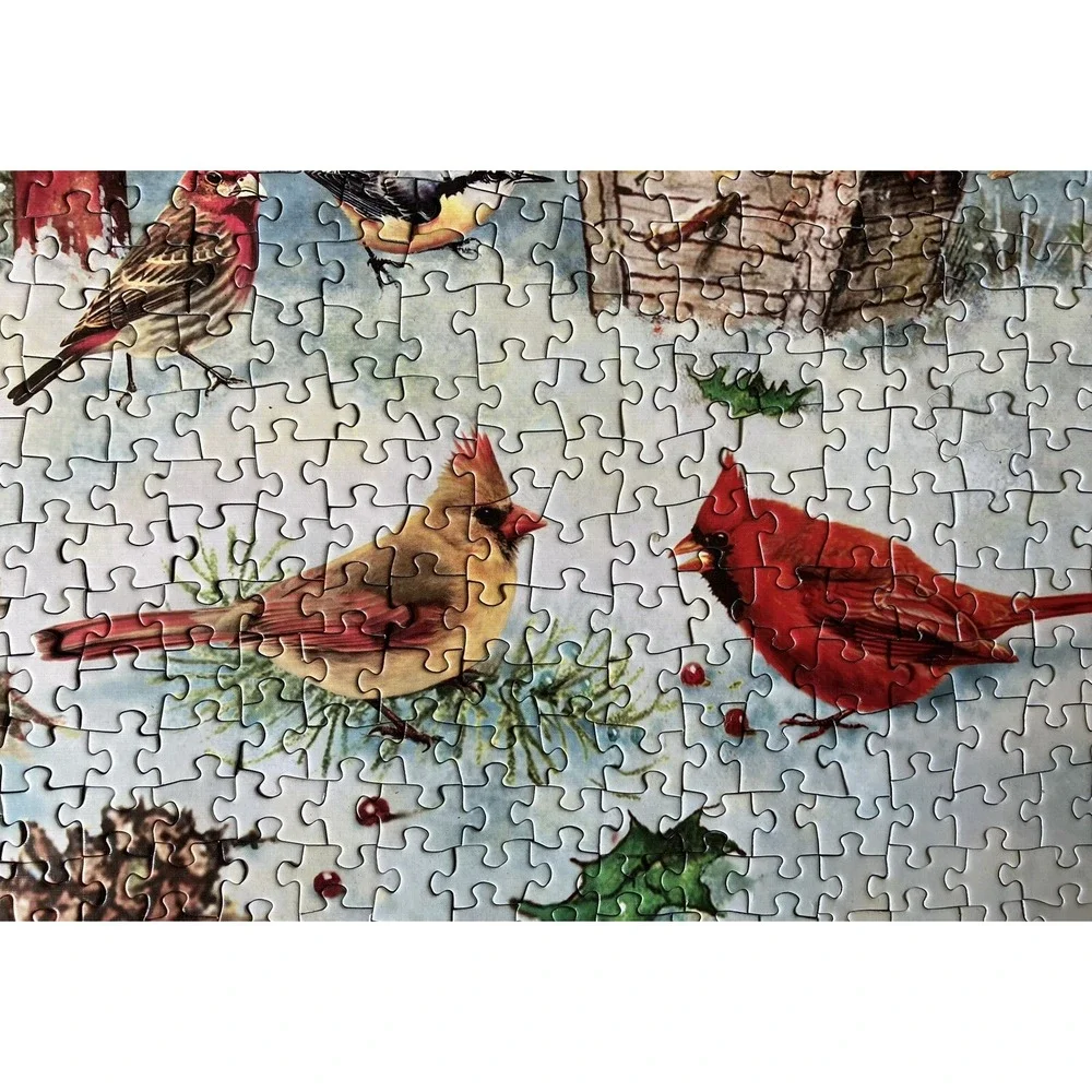 Cobble Hill New Sealed 1000 Piece Jigsaw Puzzle Adirondack Birds Red Chair Snow